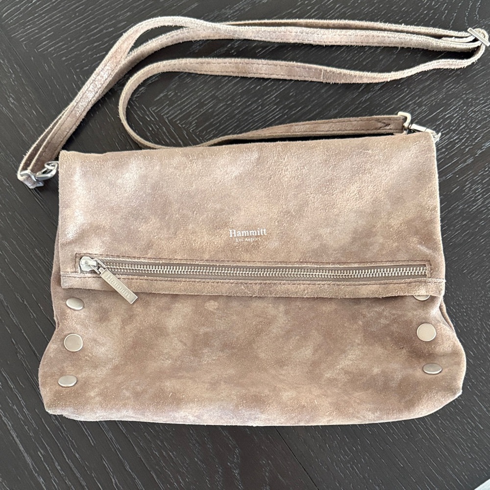 Hammitt Taupe Suede Crossbody Bag